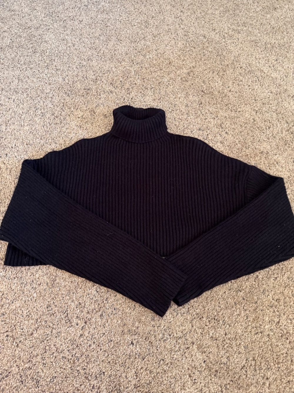 Black Ribbed Turtleneck Women's Sweater